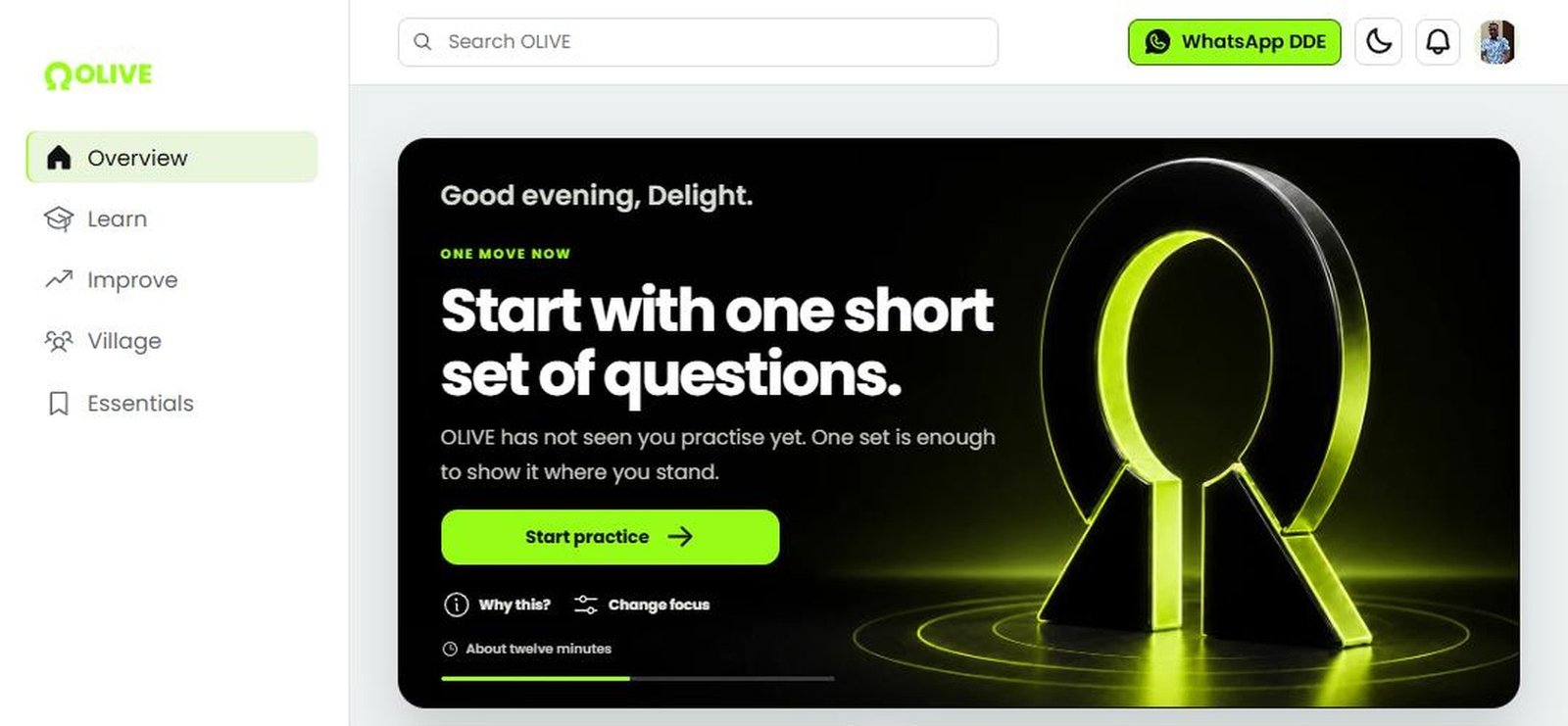 OLIVE web application interface